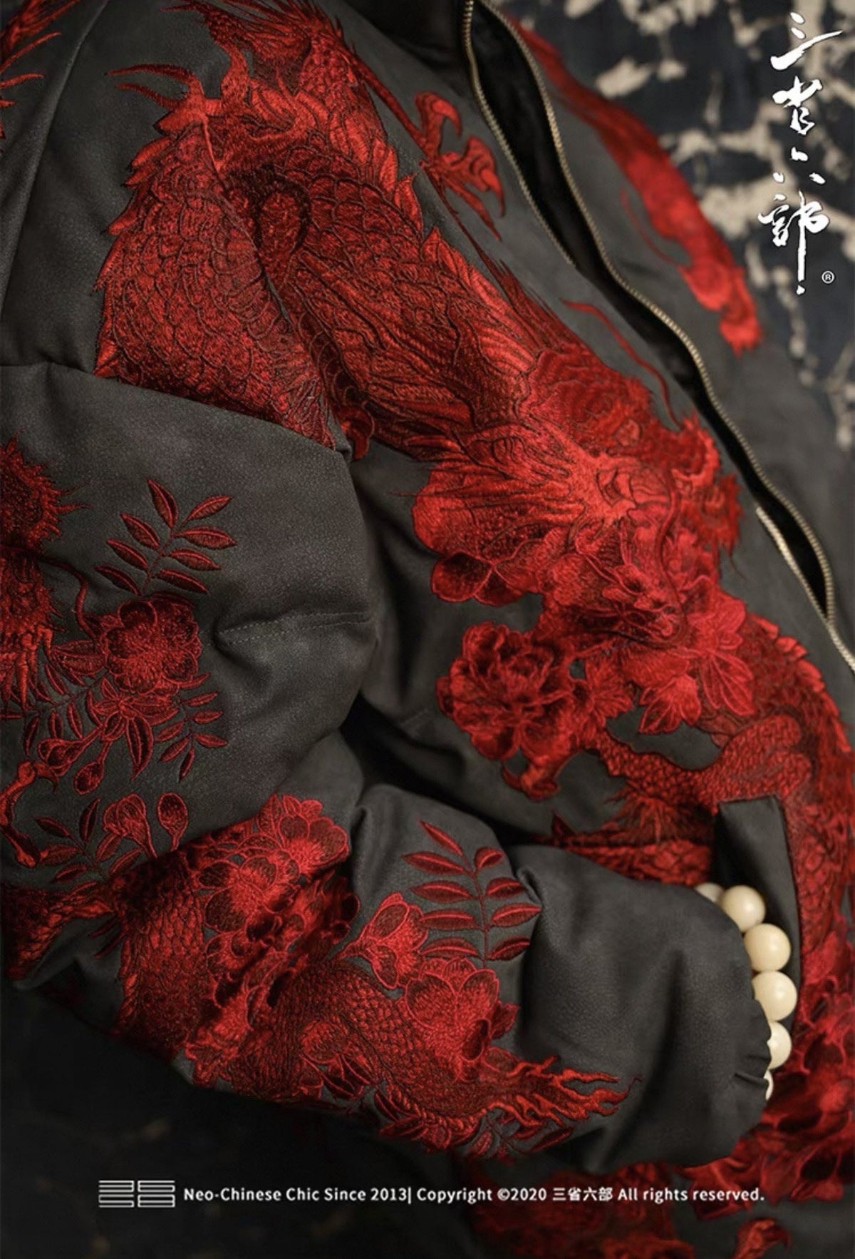 PT019_RED_06 — Red Dragon embroidery close-up