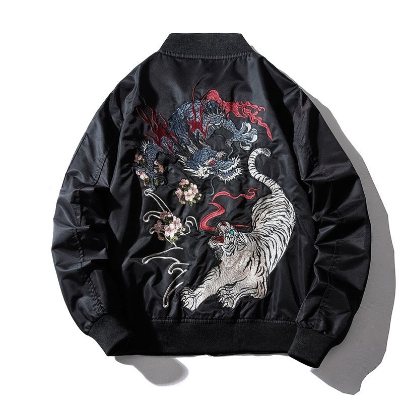 Dragon and Tiger After Dark embroidered bomber jacket, photo 1