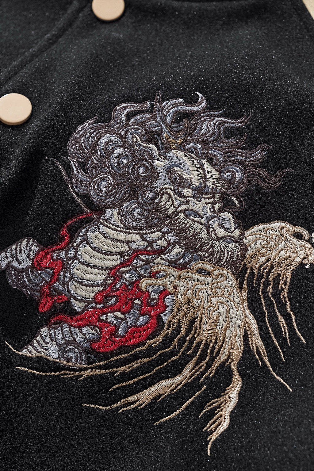 PT-055 original seller photo detail 006; Black Gold Qilin varsity