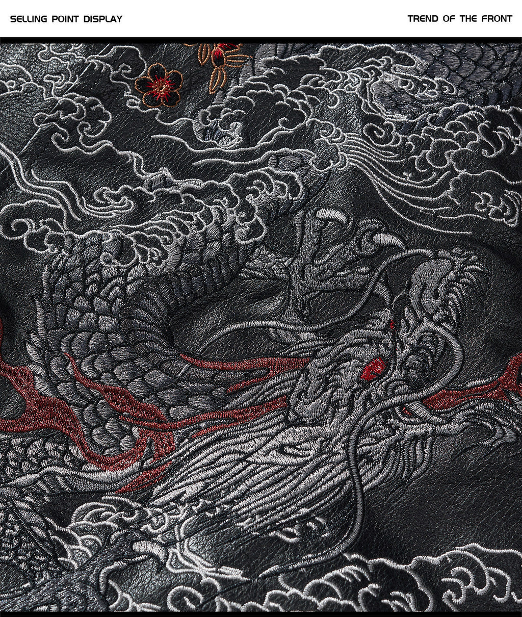 Original Taobao PT155 Threefold Dragon genuine leather-look fabric embroidery/detail 001