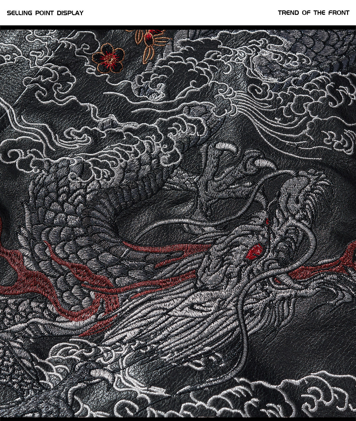 Original Taobao PT155 Threefold Dragon genuine leather-look fabric embroidery/detail 001