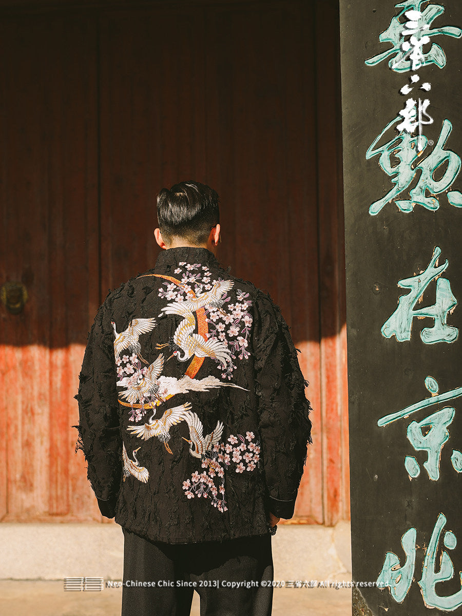 PT-013 — genuine Taobao model photo, embroidered crane and blossoms back