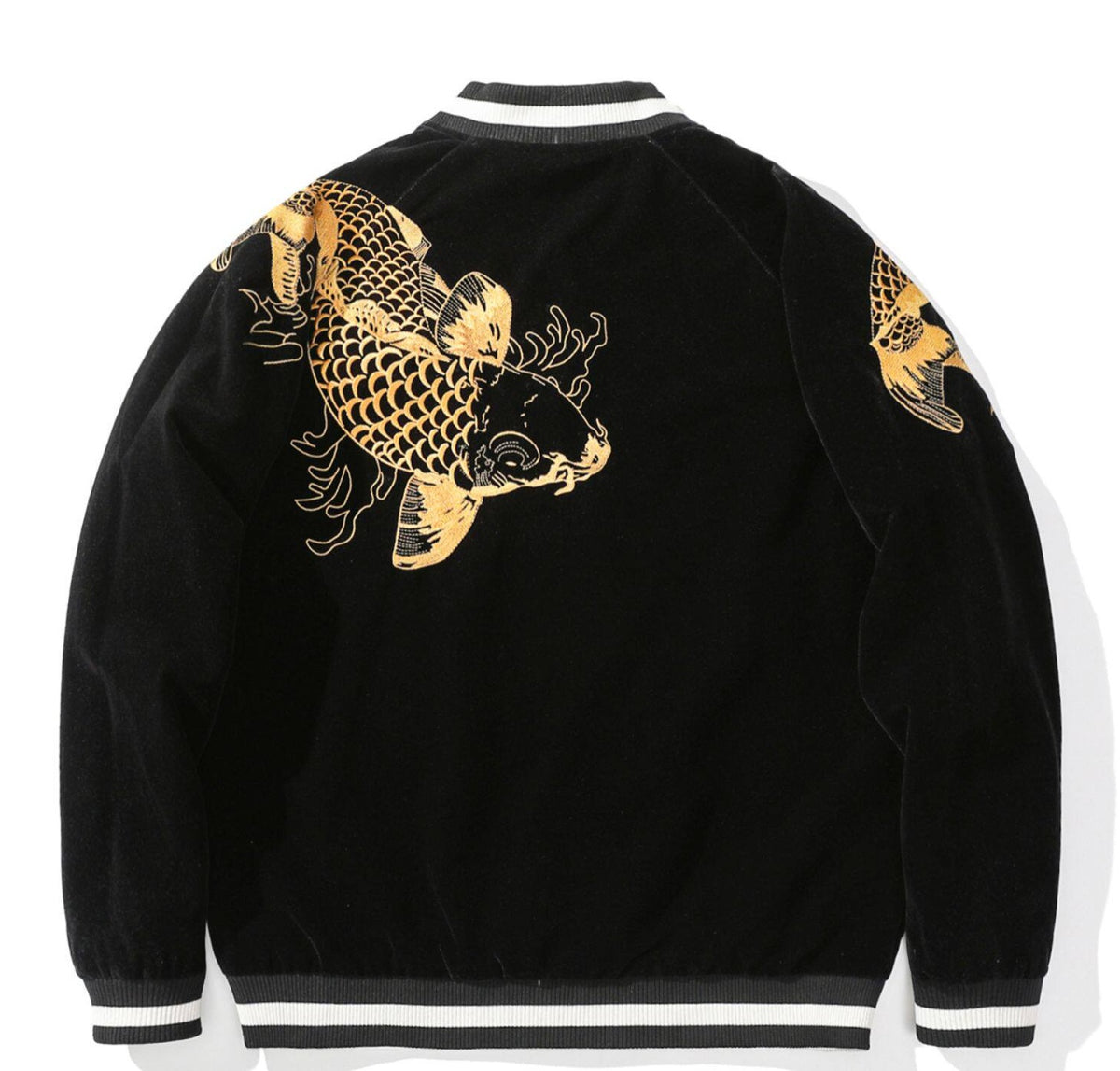 PT-057 Flying Dragonfish 6102 reversible opposite side back — genuine golden koi embroidery