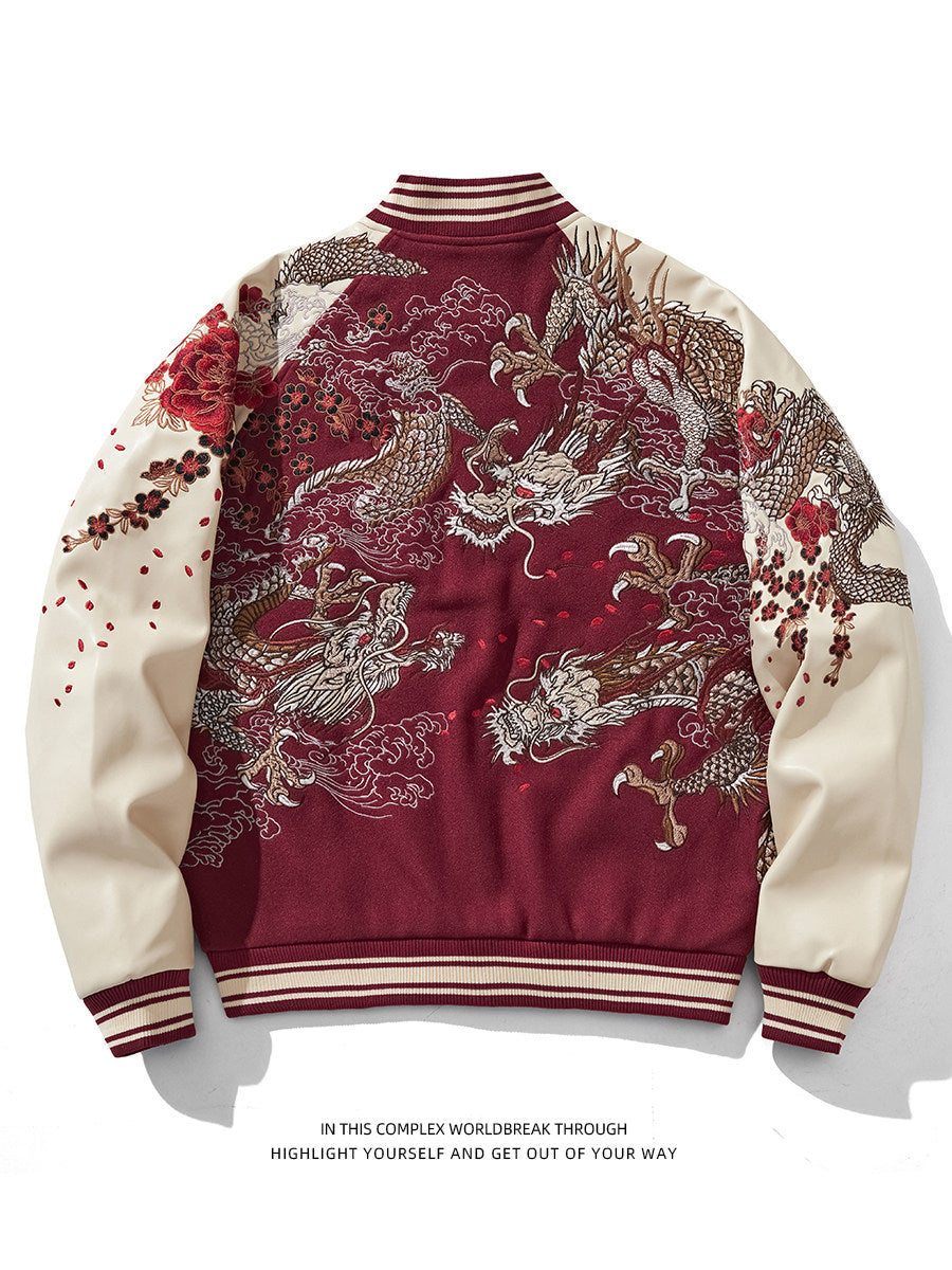 PT-118 Taobao supplier true Wine Red back, three embroidered dragons