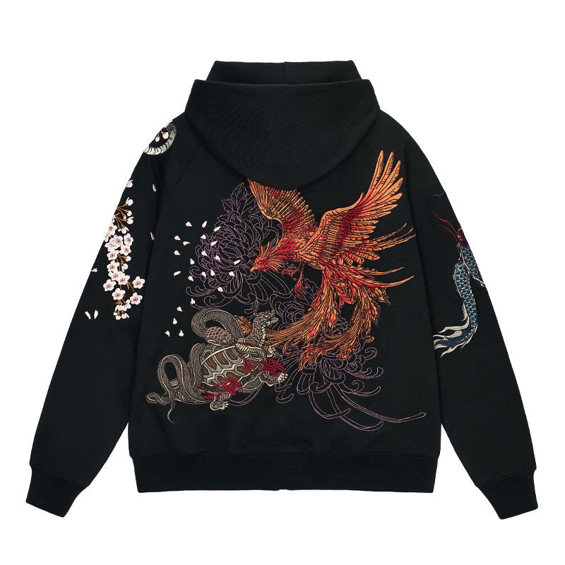 PT-178 authentic Black SKU full back with vermilion Suzaku and dragon