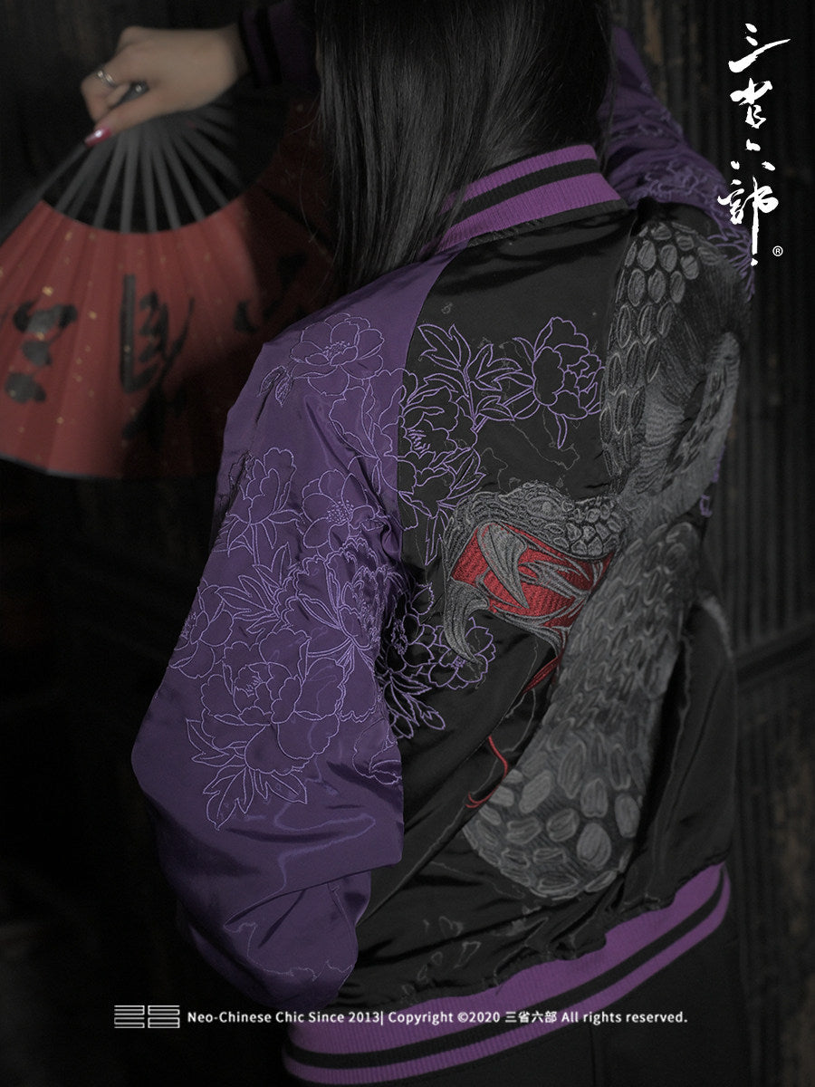 PT-180 genuine Black/Purple Taobao model back with serpent embroidery