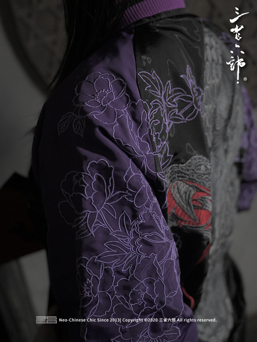 PT-180 genuine Taobao purple embroidered sleeve close-up